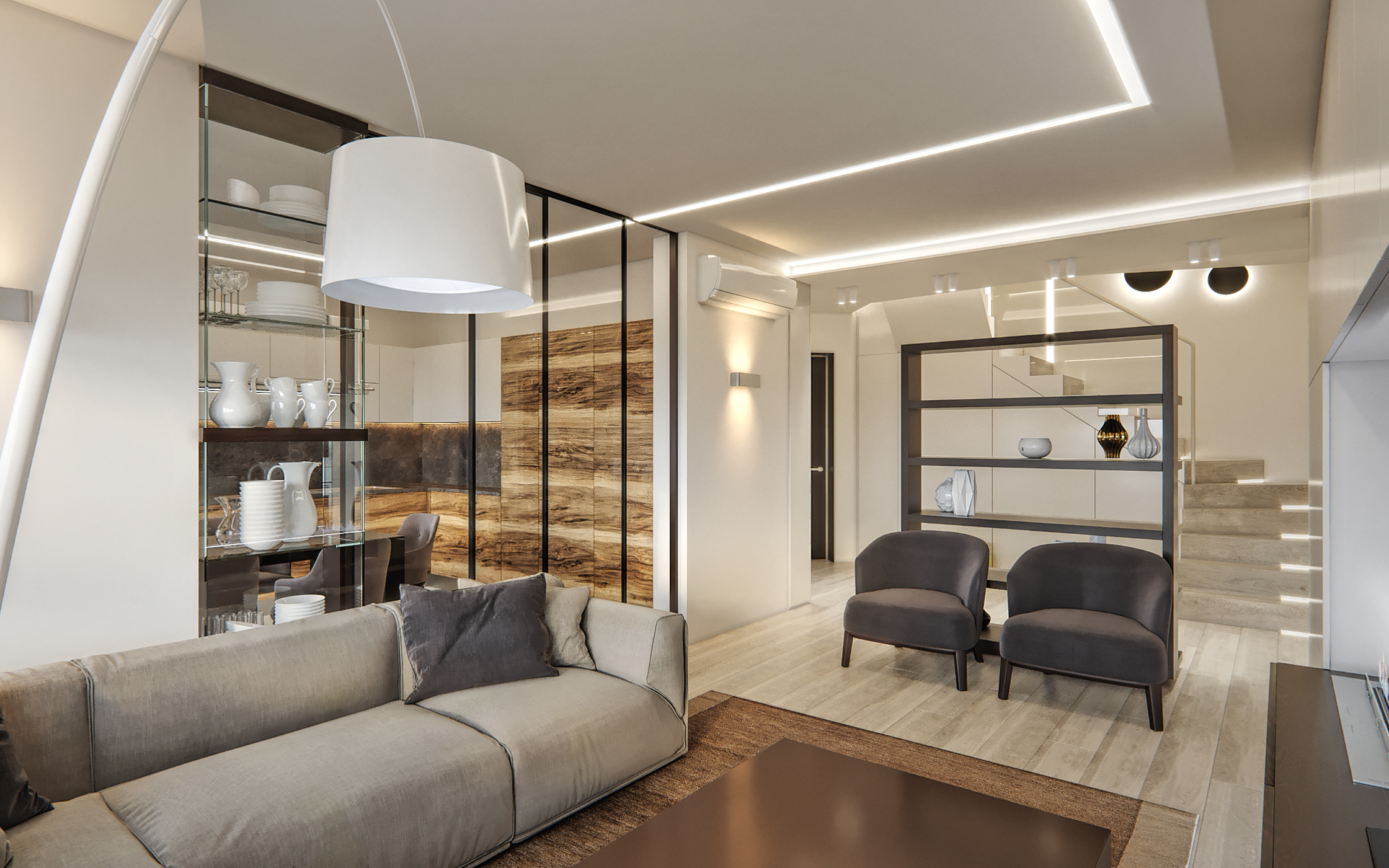 Two-level modern big family interior
