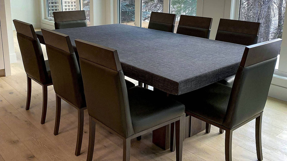 Nolan Anchor table cover on a gray and brown boardroom table in a modern office.