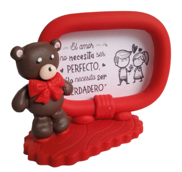Portarretratos de Porcelanicrón - Amor y Amistad con Osito - RECORDATORIOS AMOR Y AMISTAD