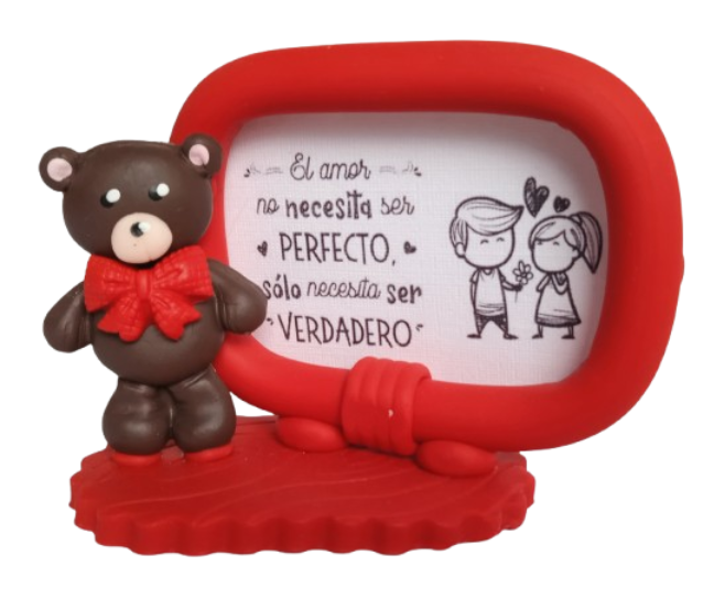 🎁 Portarretratos de Porcelanicrón - Amor y Amistad con Osito 🐻💖