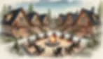 DALL·E 2024-07-29 22.37.35 - A group of six wooden houses with black shingled roofs and bo