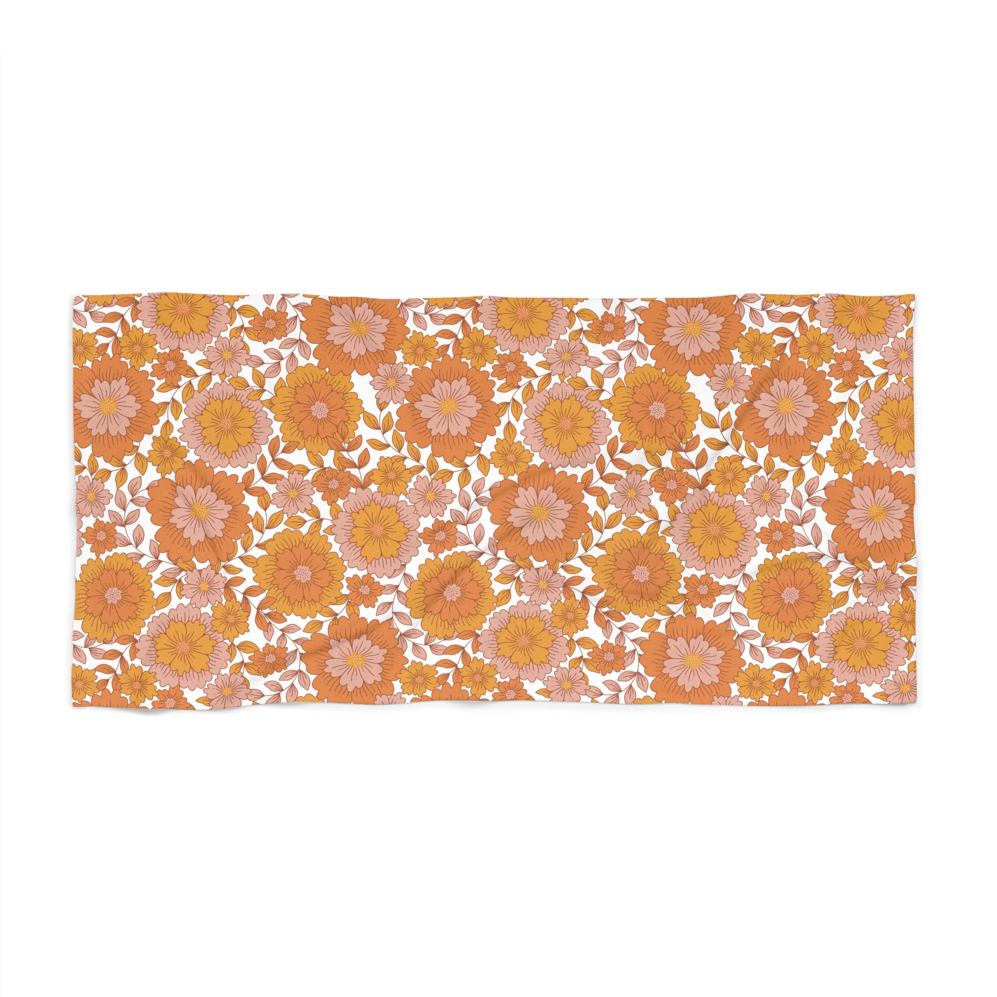 Groovy Pink + Orange Flower Beach Towel