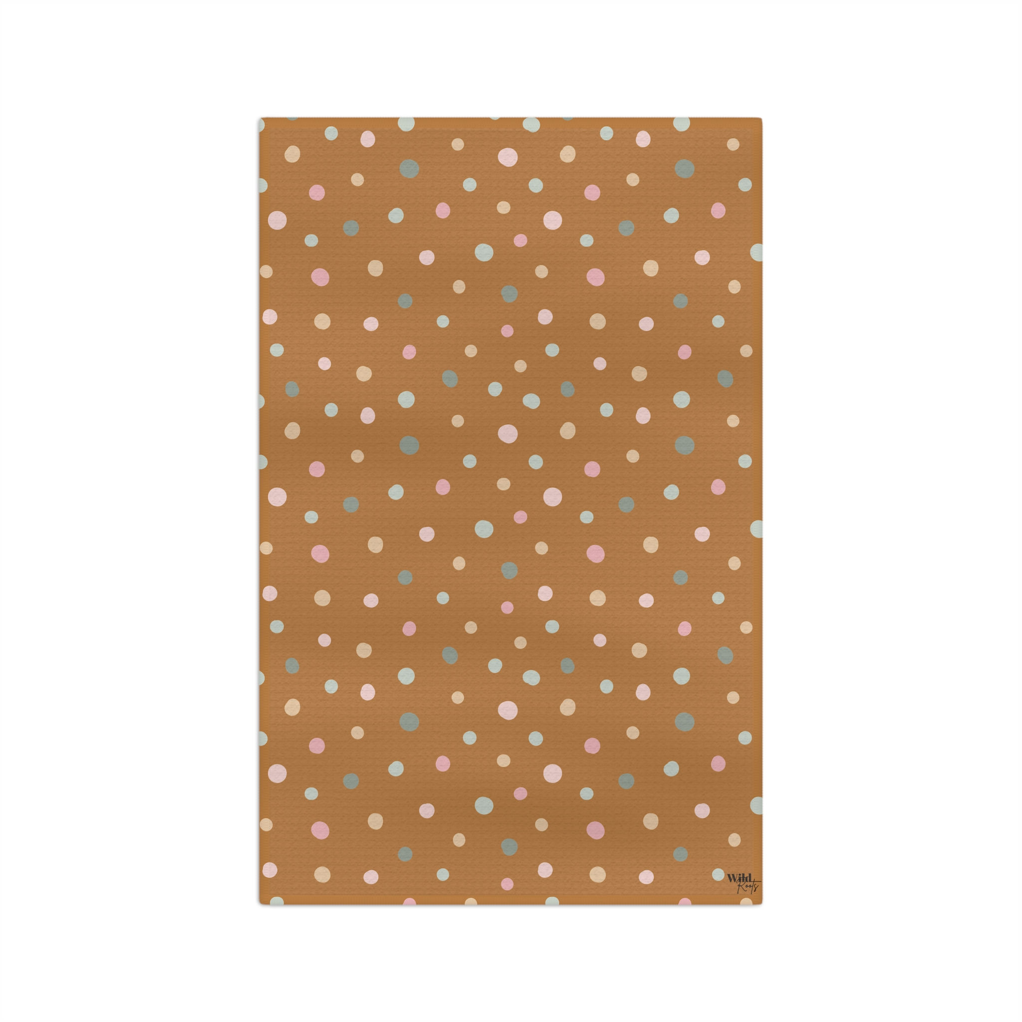 Colorful Polka Dotted Brown Microfiber Tea Towel
