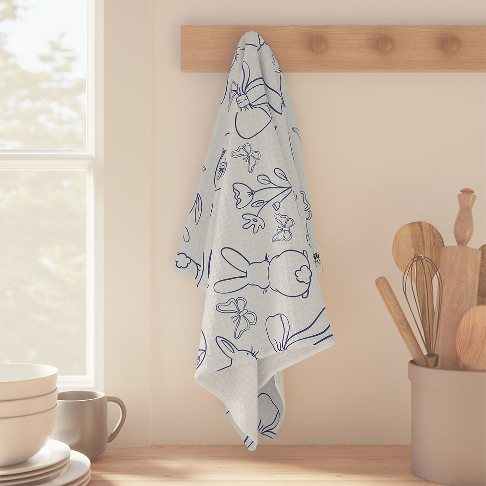 Thumbnail: Blue Girly Easter Microfiber Tea Towel