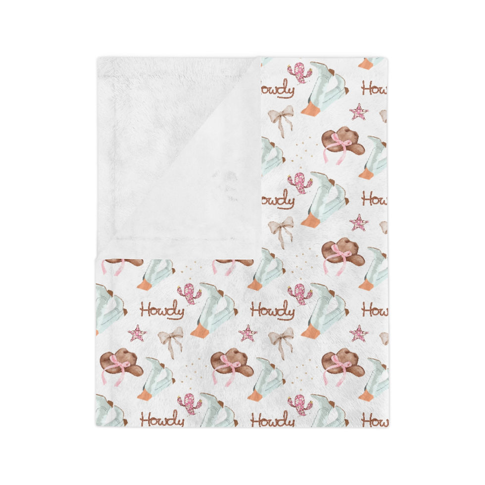Thumbnail: Cowgirl Pattern Velveteen Microfiber Blanket
