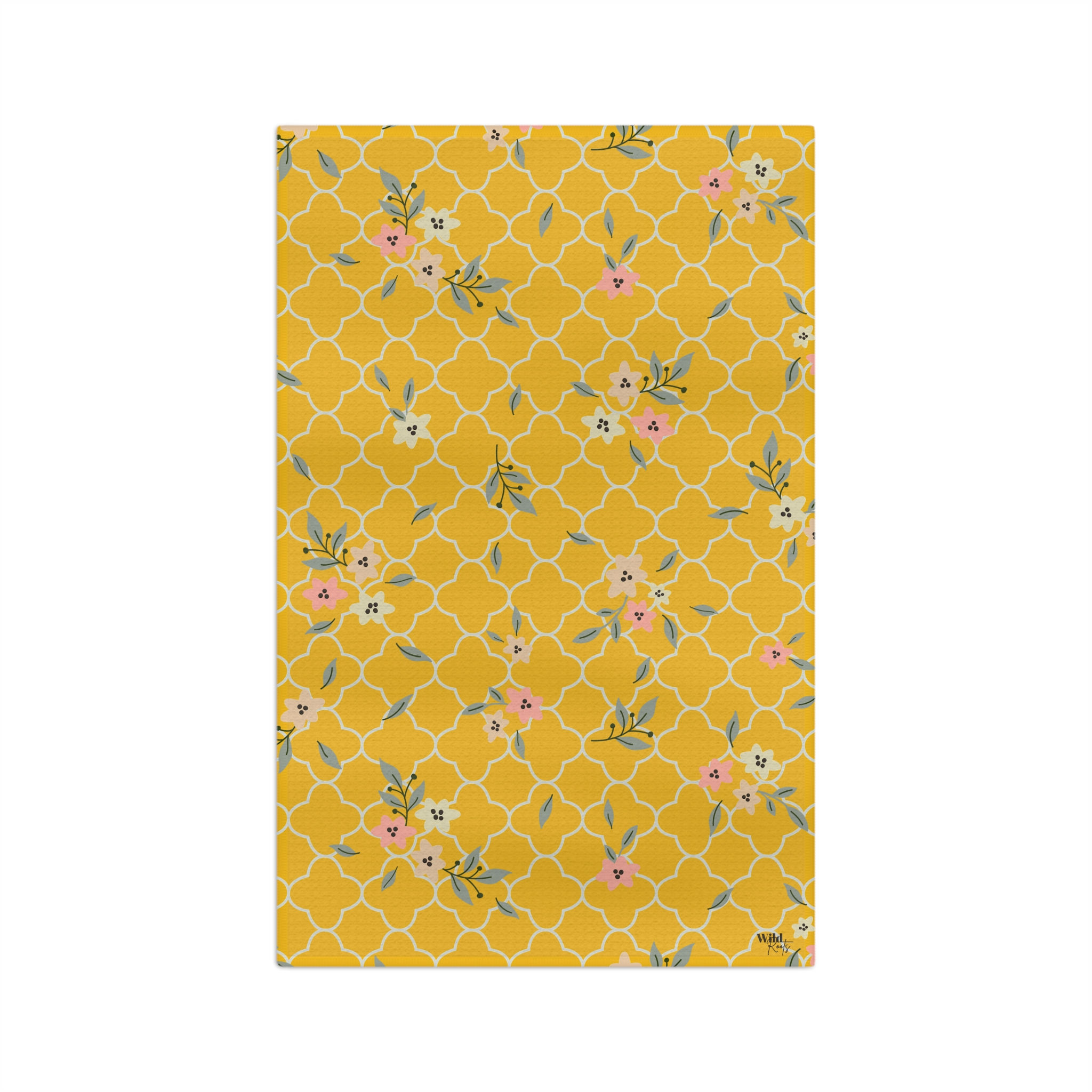 Cottagecore Floral Yellow Microfiber Tea Towel