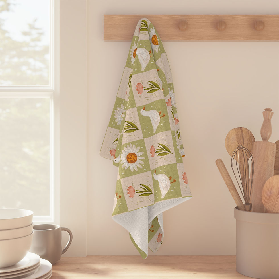 Thumbnail: CottageCore Goose+Flower Microfiber Tea Towel