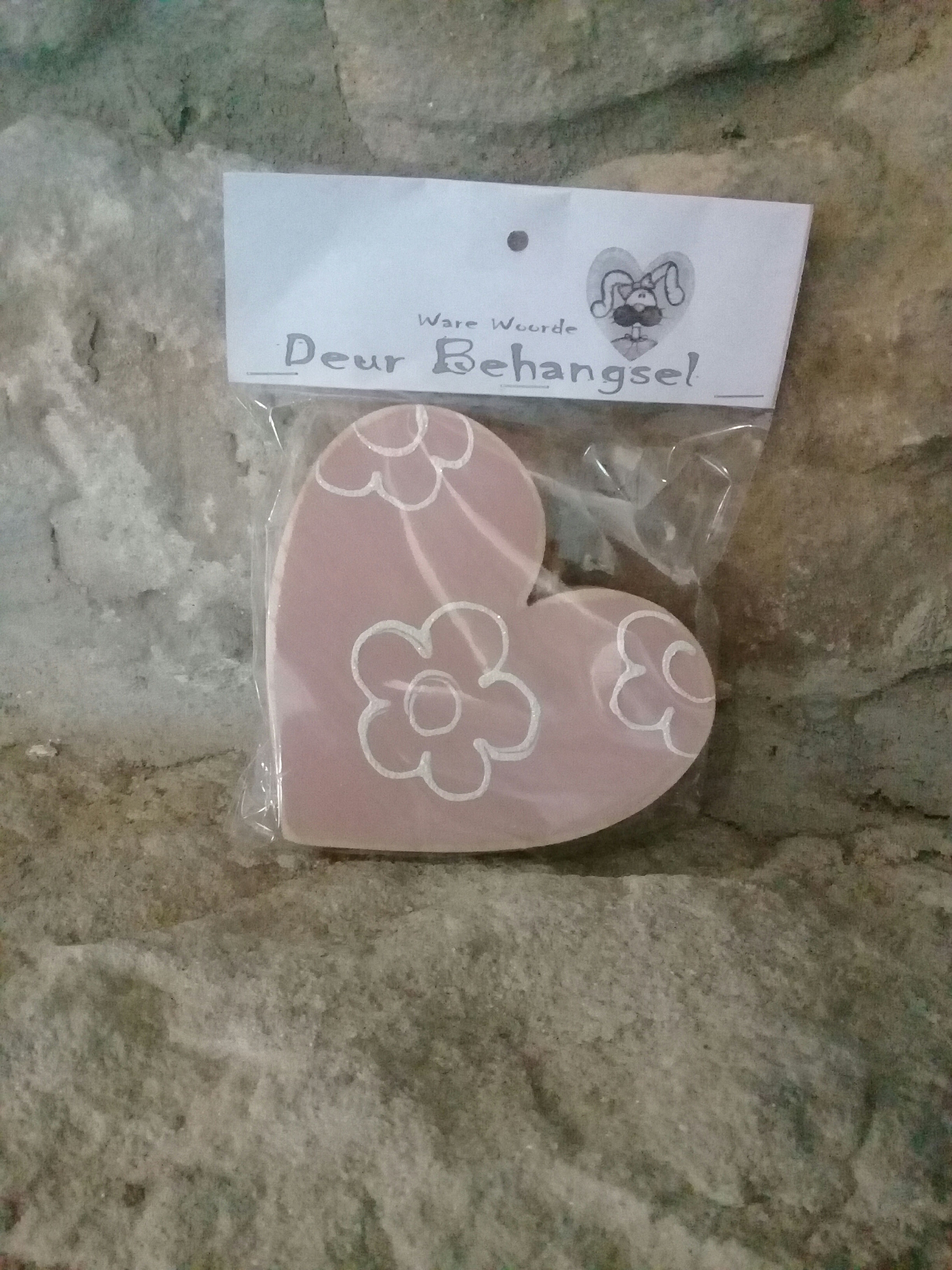 Hart deur behangsel -Pienk