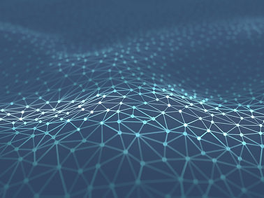 Abstract wave of illuminated, interconnected data points representing advanced quantitative analytics and data-driven strateg