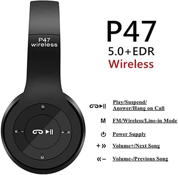 Thumbnail: Wireless Bluetooth 5.0 Headphones Headset Over-Ear FM Radio MIC Foldable TF Card