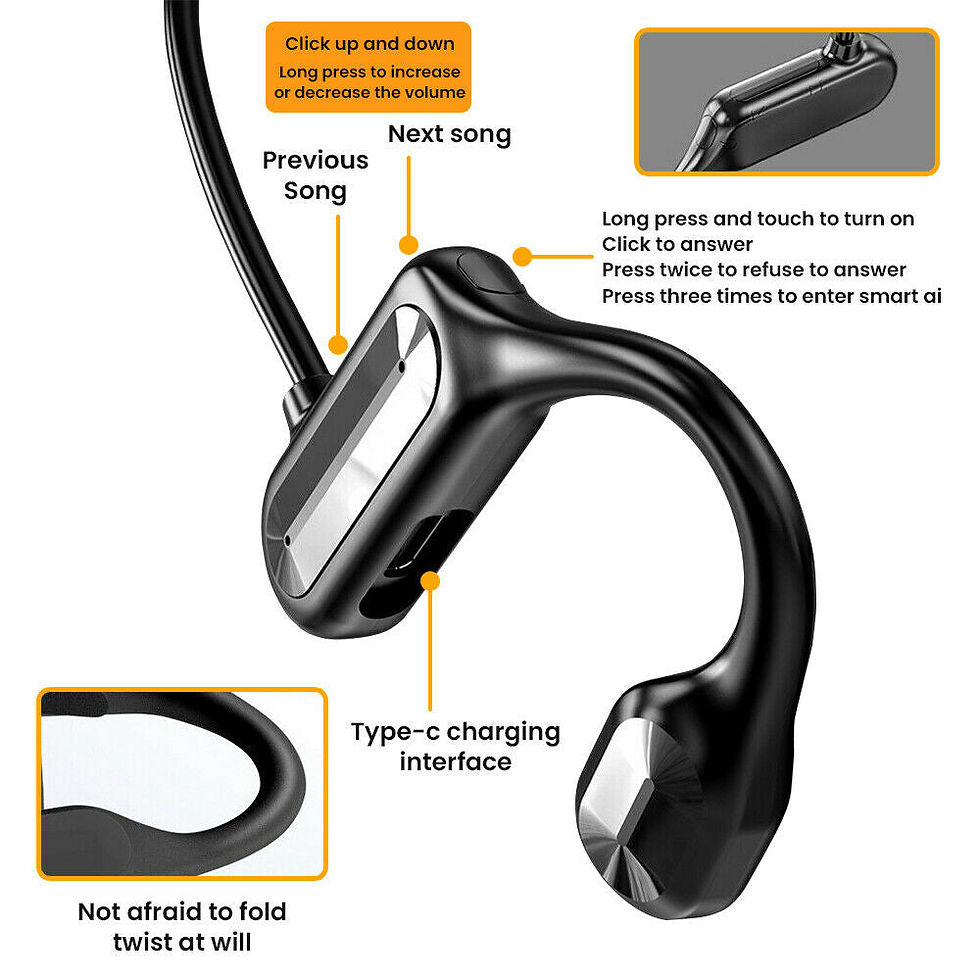 Thumbnail: Bluetooth 5.2 Bone Conduction Headset – Wireless Stereo Earphones