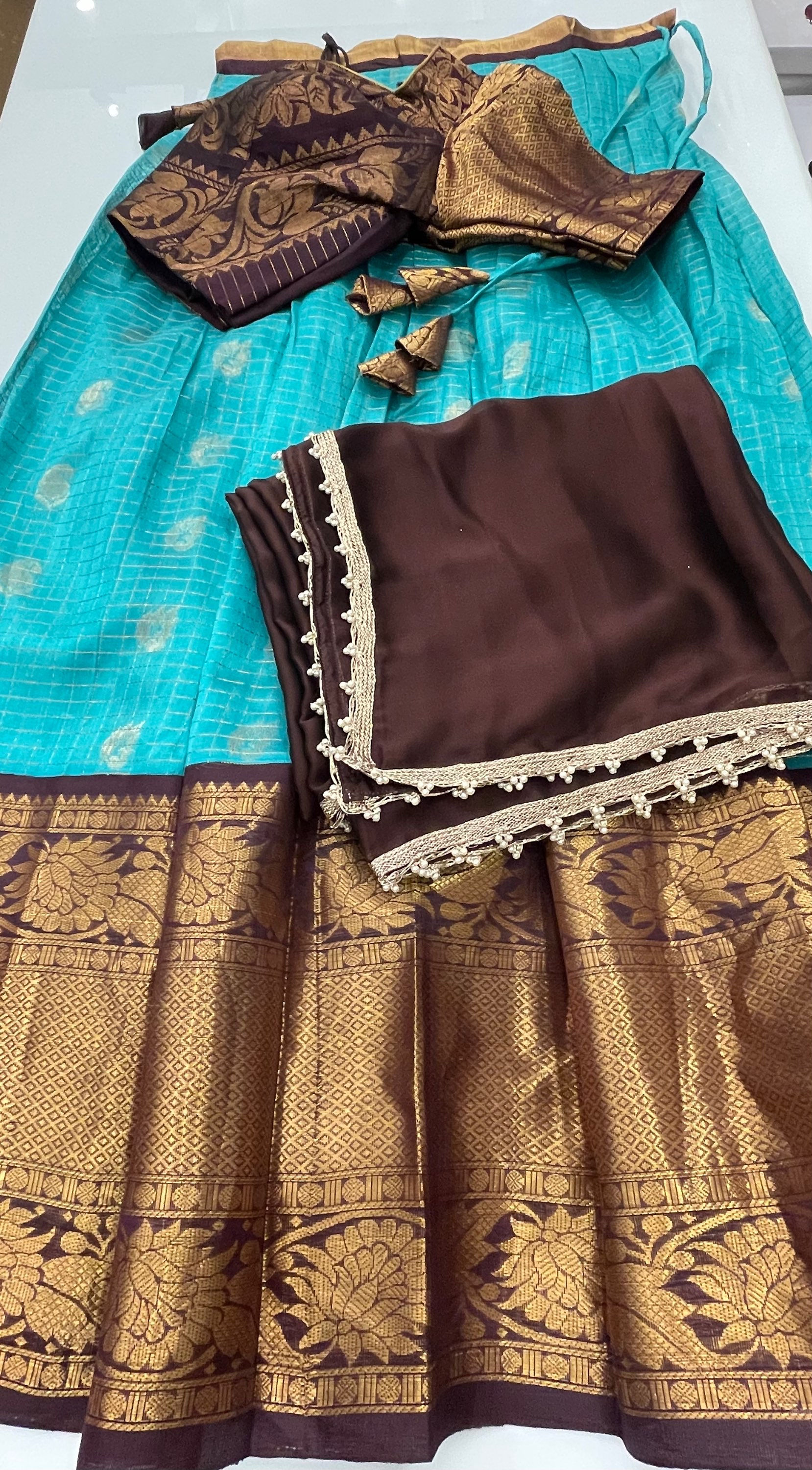 Pure Kuppadam Silk Halfsaree Set