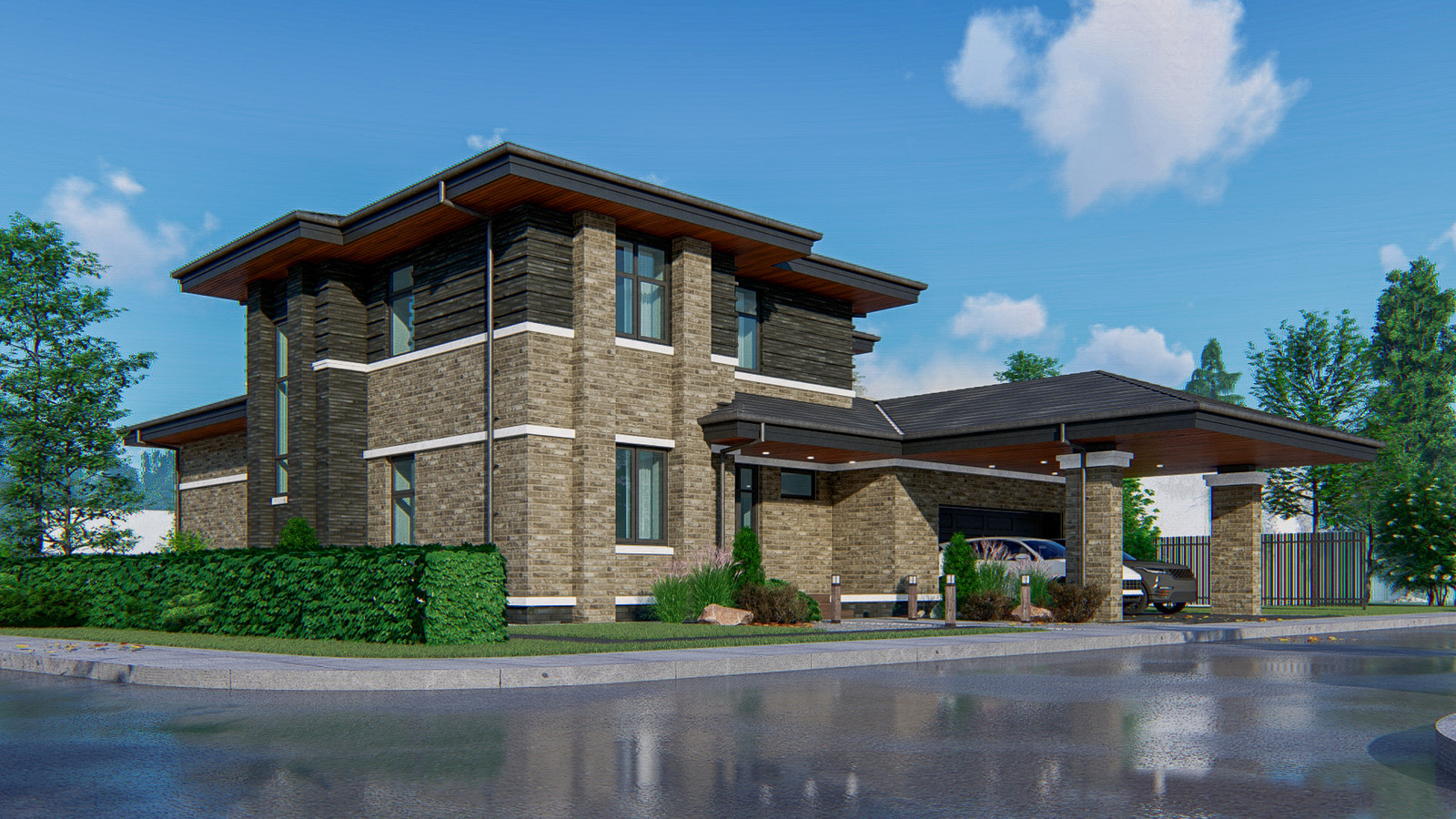 Проект дома в стиле райта 200 250 метров