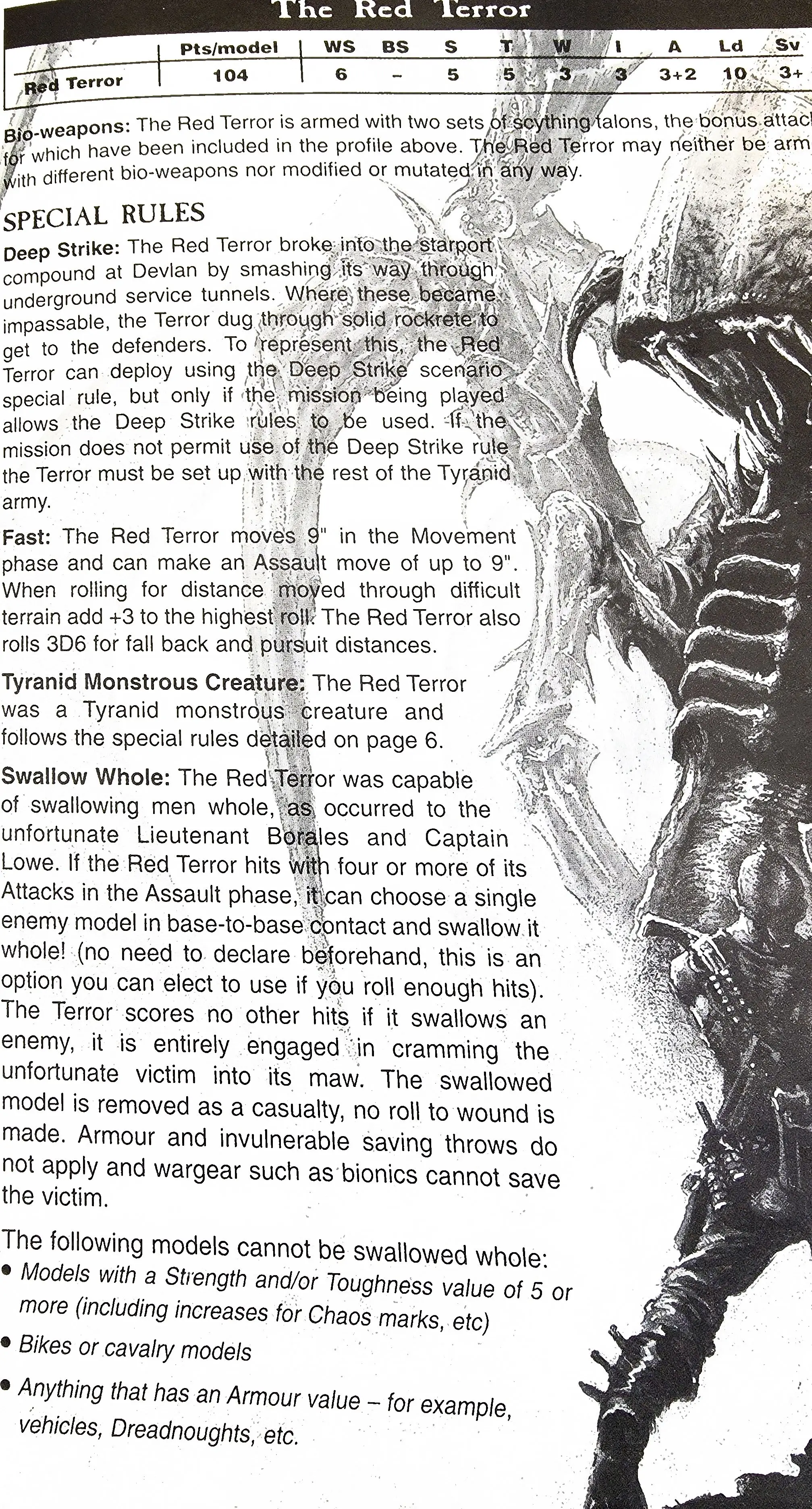 Rules for the Red Terror in 3rd Edition Warhammer 40000