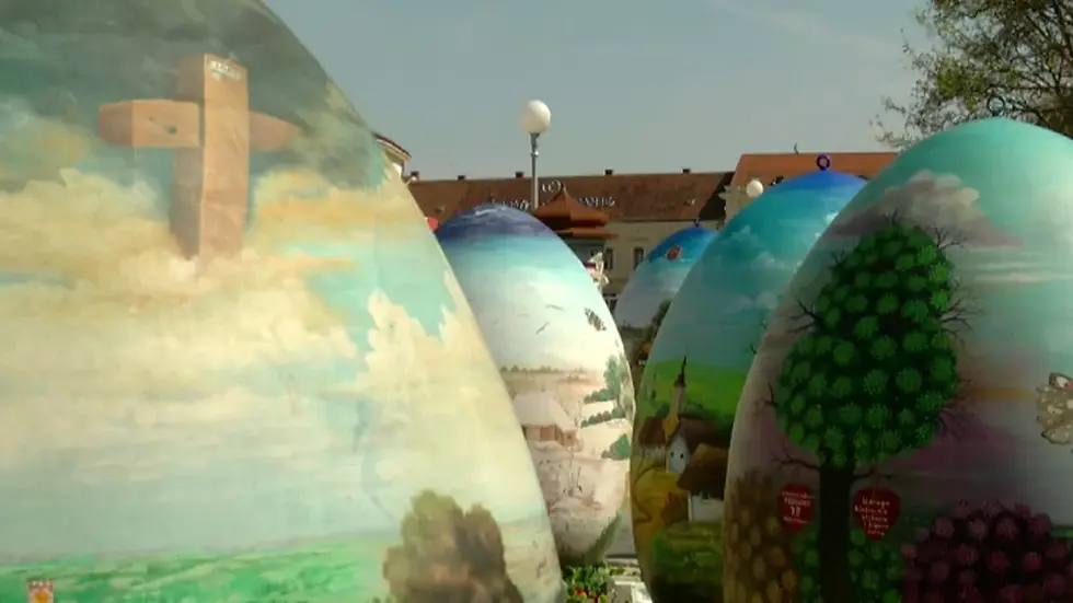 In the city of Koprivnica, there's a tradition of creating giant
Easter eggs over 2 meters high as part of the "Pisanice od srca" exhibition.
