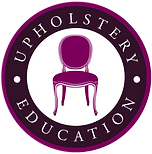 Upholstery Education - Logo Round with a French Chair Cartoon