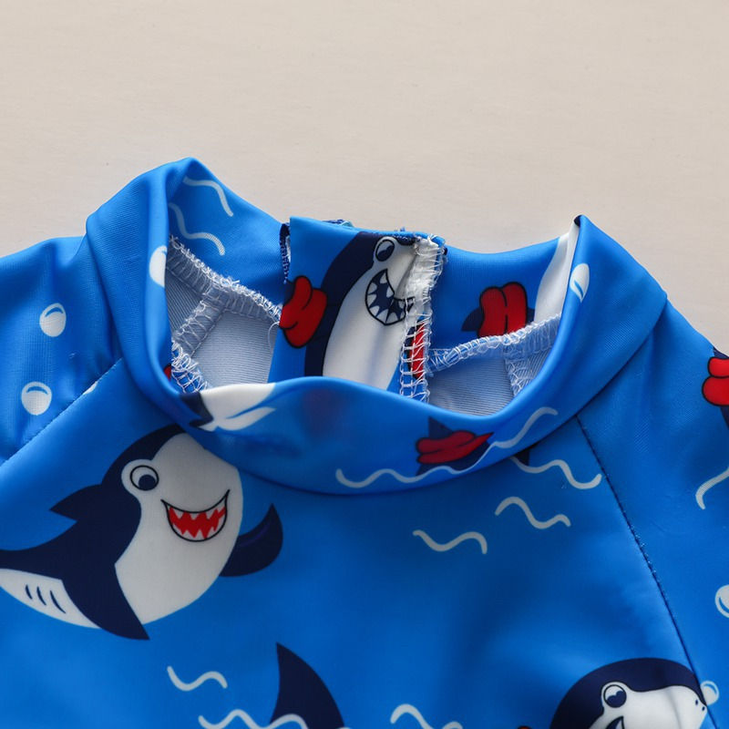Miniatura: Baby Blue Ocean Shark Short Sleeve Swimsuit with Zipper