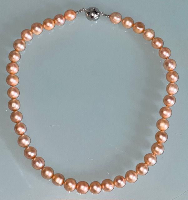 Miniatura: EXCLUSIVE NATURAL PEACH COLOR PEARL NECKLACE VINTAGE STYLE.