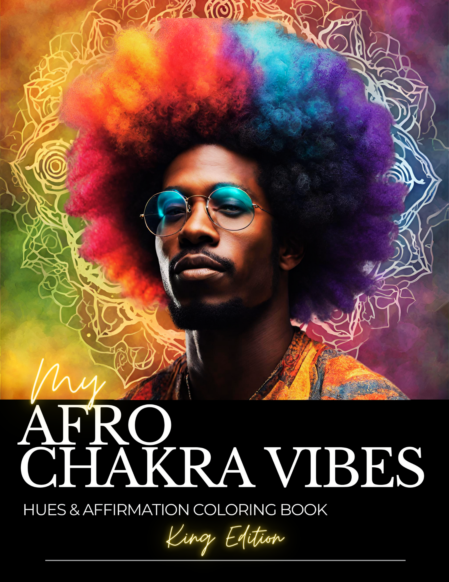 KING Afro Chakra Vibes Hues & Affirmation Coloring Book