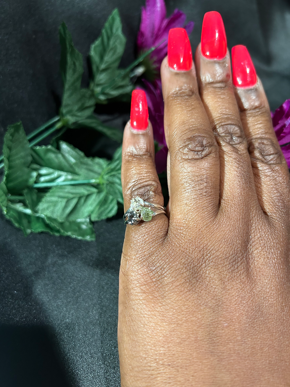 Thumbnail: Moldavite, Meteorite & Pakaimer Diamond the Divine Cosmo Ring