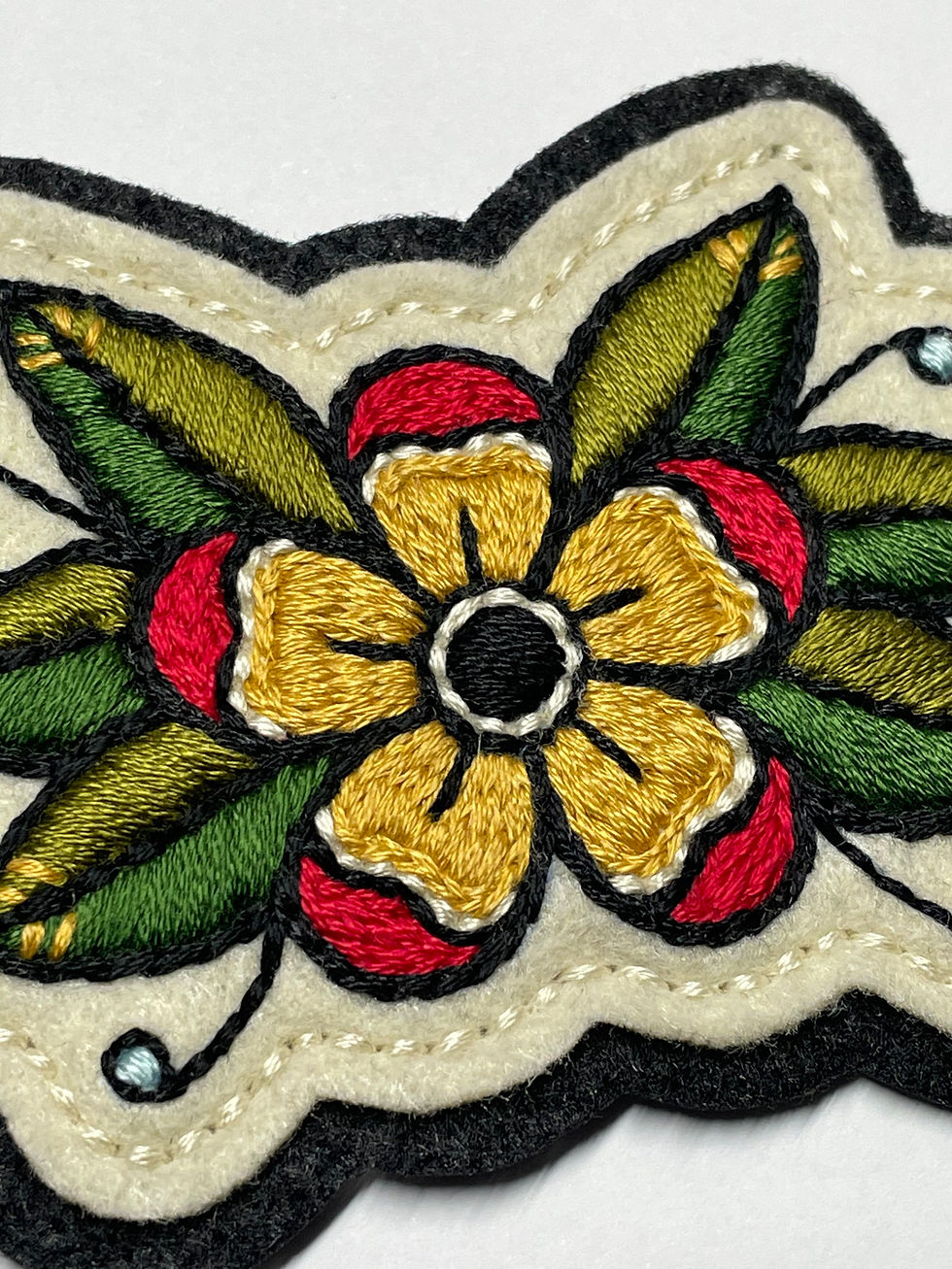 Thumbnail: Small Yellow & Red Traditional Flower With Leaves Patch