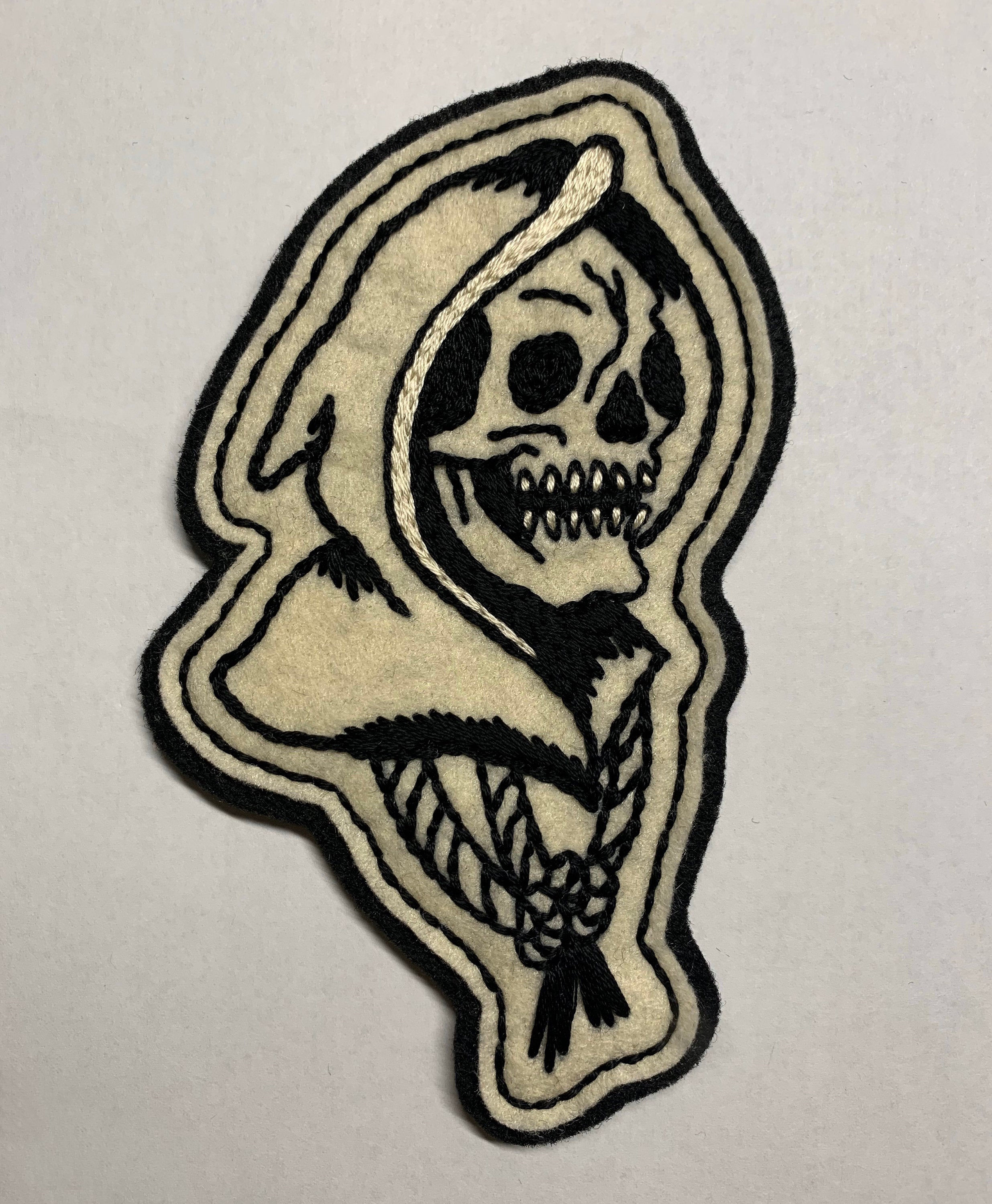 Small Hooded Reaper Head Patch