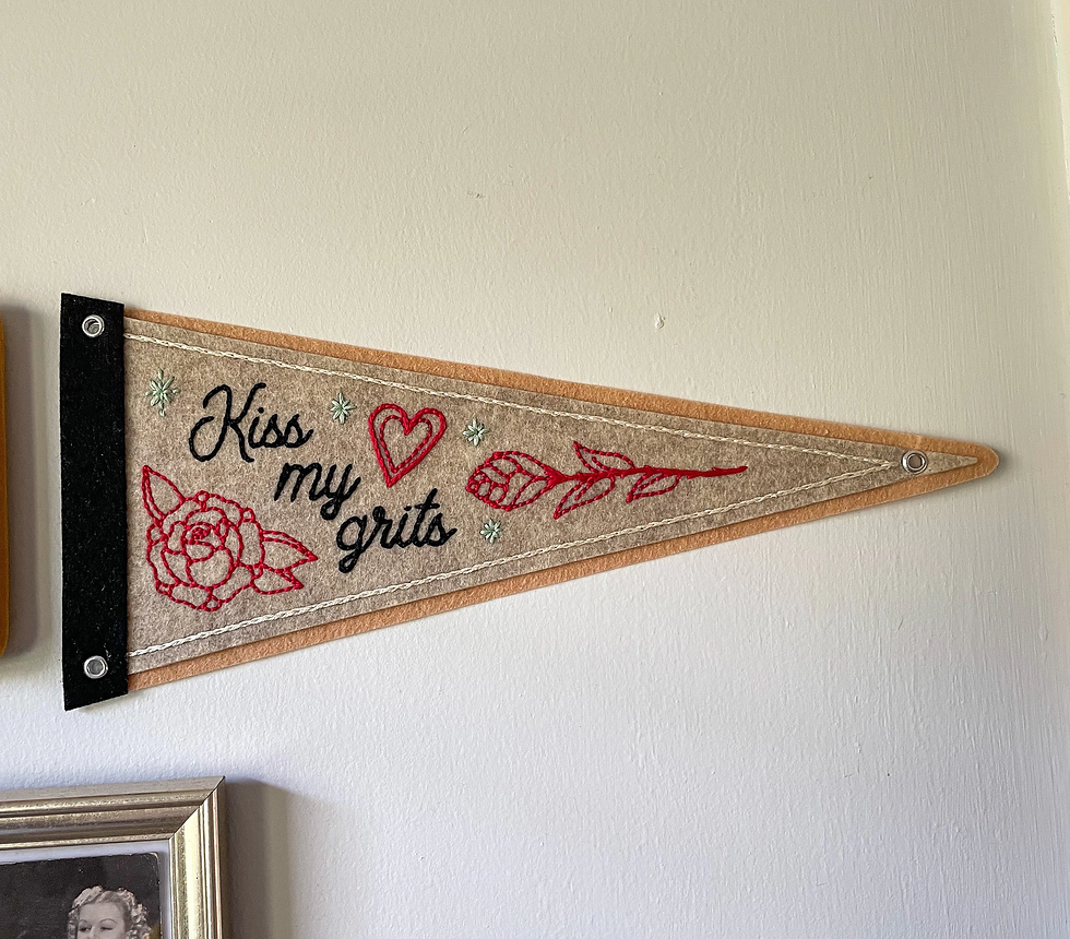 Thumbnail: ‘Kiss My Grits’ Felt Pennant