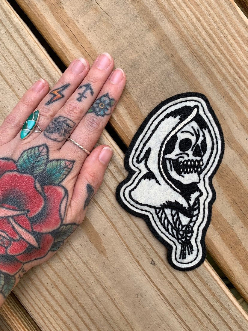 Thumbnail: Small Hooded Reaper Head Patch