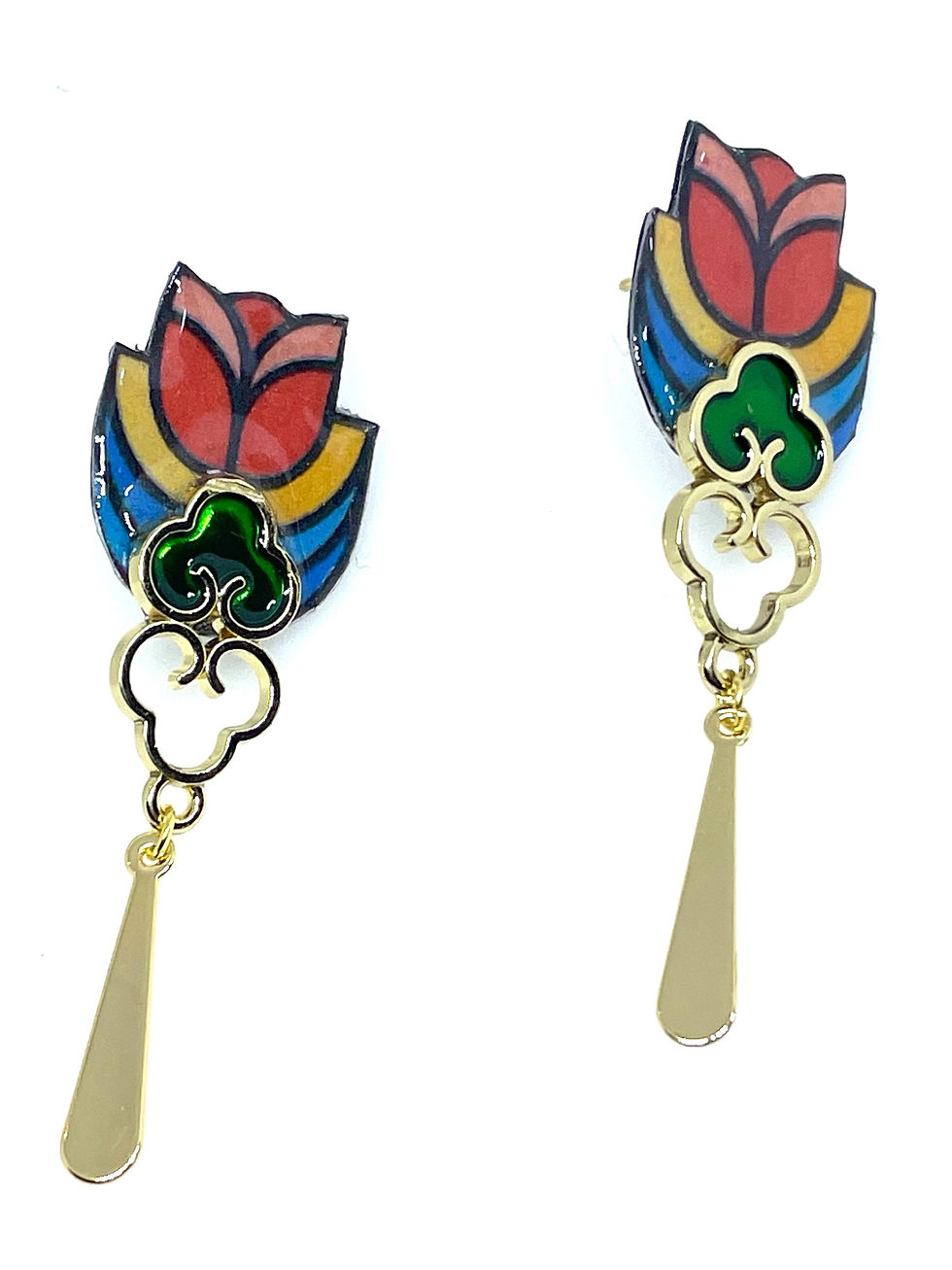 Miniature : Boucles d’oreilles Vitrail Japonais. Puces inoxydables