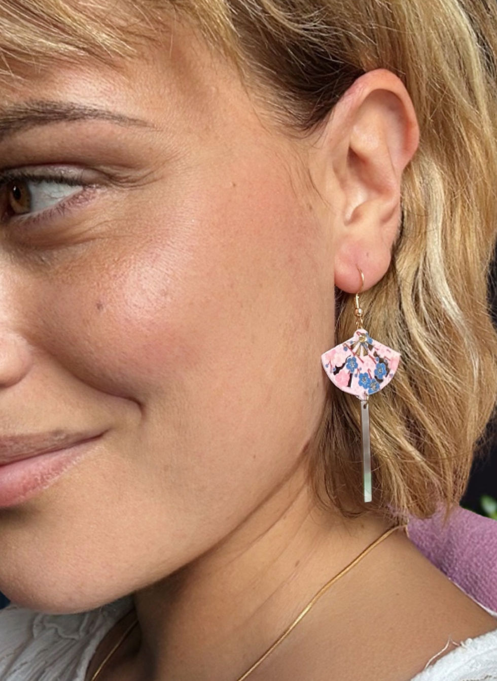 Miniatura: Boucles d'oreilles Éventail Akiyo. Plaqué or 