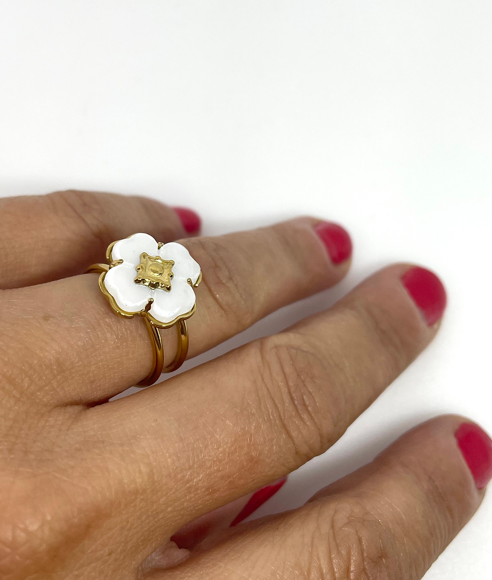 Miniaturbild: Bague réglable Trèfle sacré Namaste. Inoxydable