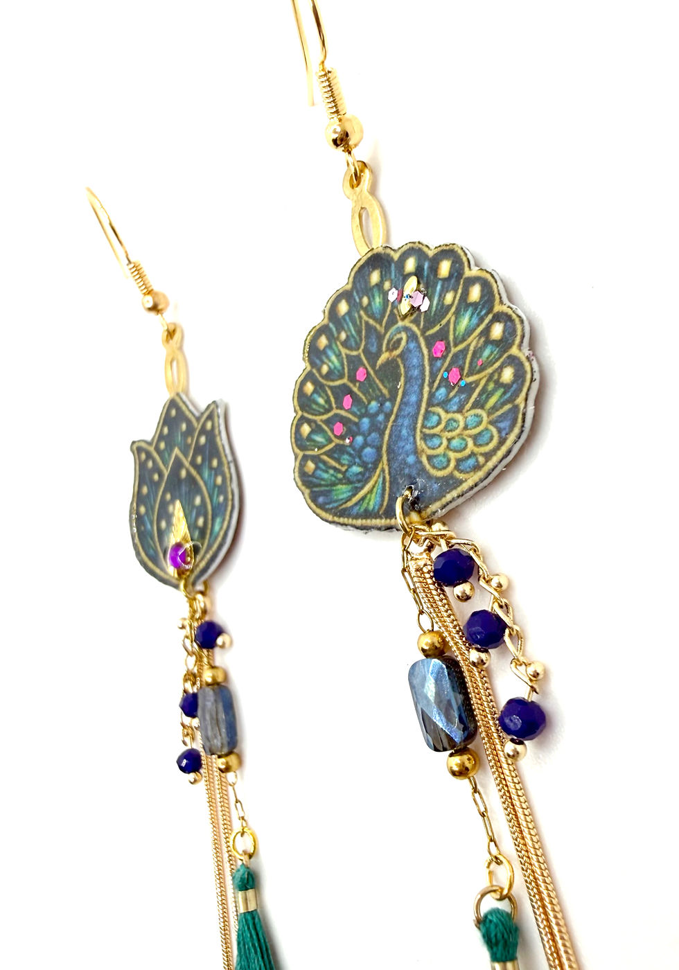 Miniature : Boucles d’oreilles – Paon de Papier Brodé