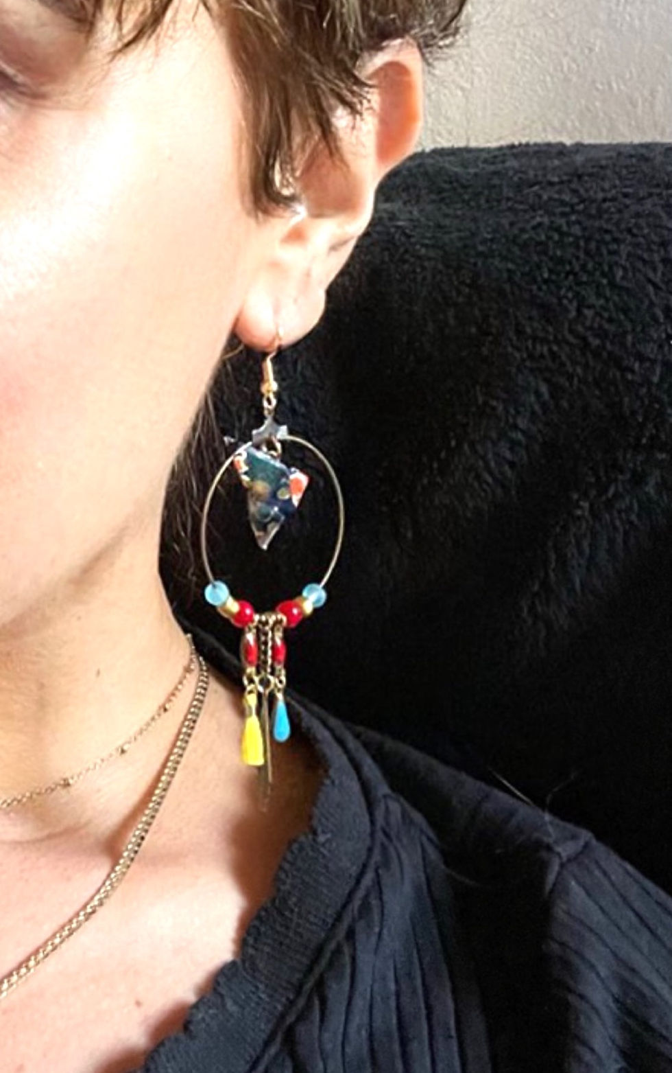 Miniaturbild: Boucles d'oreilles Origami Créole Colombes Miyukis 鳩 plaqué Or.