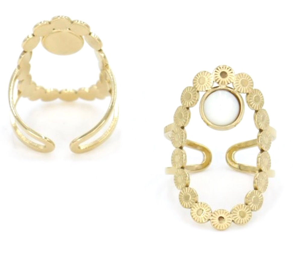 Miniature : Bague réglable Sanki. Dorée Inoxydable