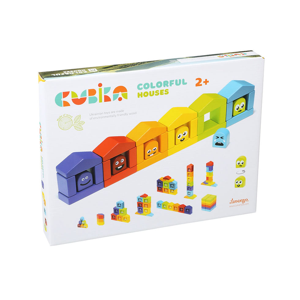 Miniature : Jeu de construction en bois "Maisons colorées" Cubika