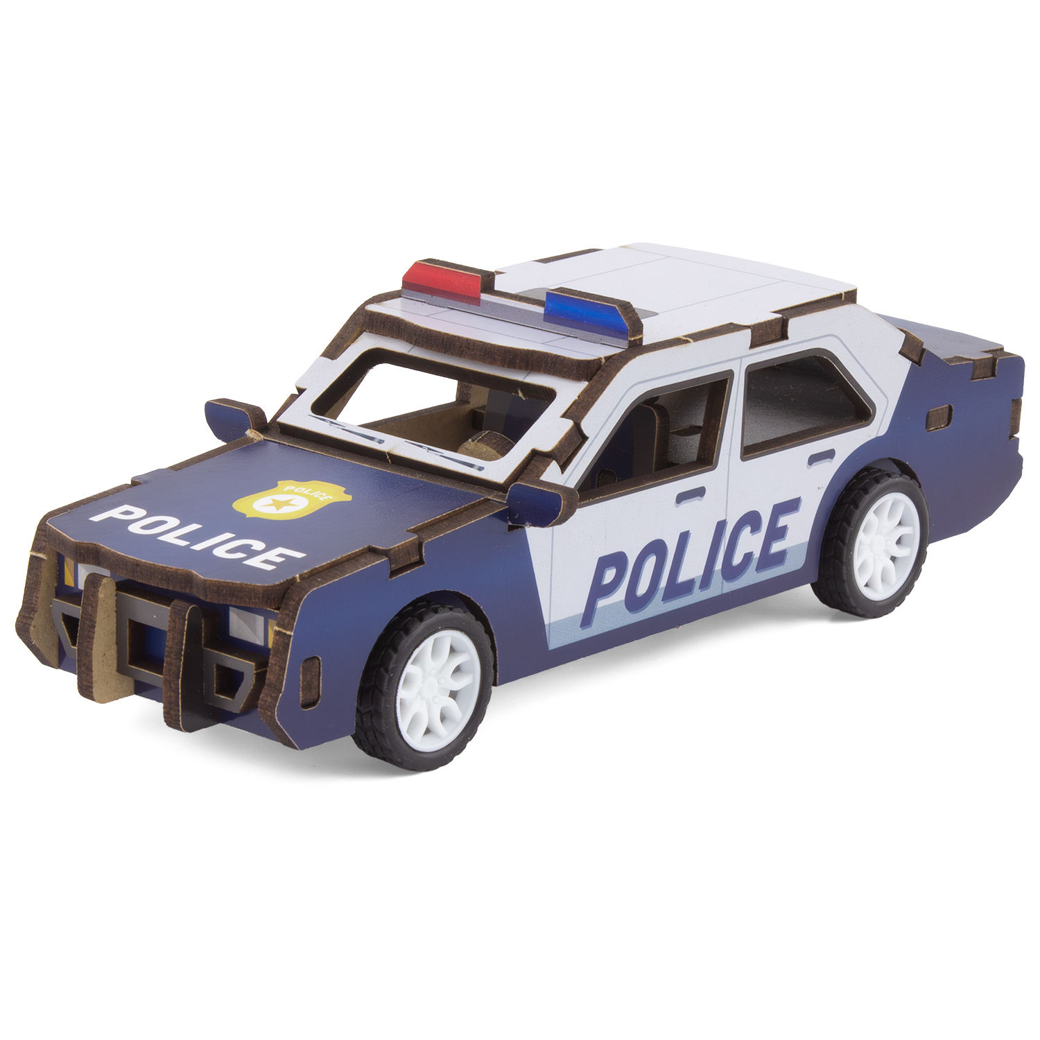 MAQUETTE EN BOIS : VOITURE DE POLICE (RÉTRO FRICTION) Ulysse Couleurs d'Enfance