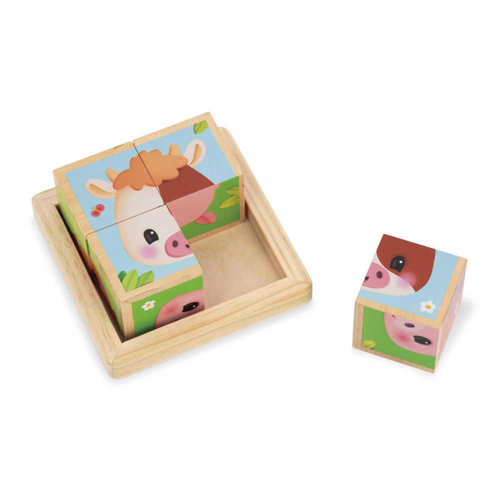 Ferme - barquette 4 cubes - Janod