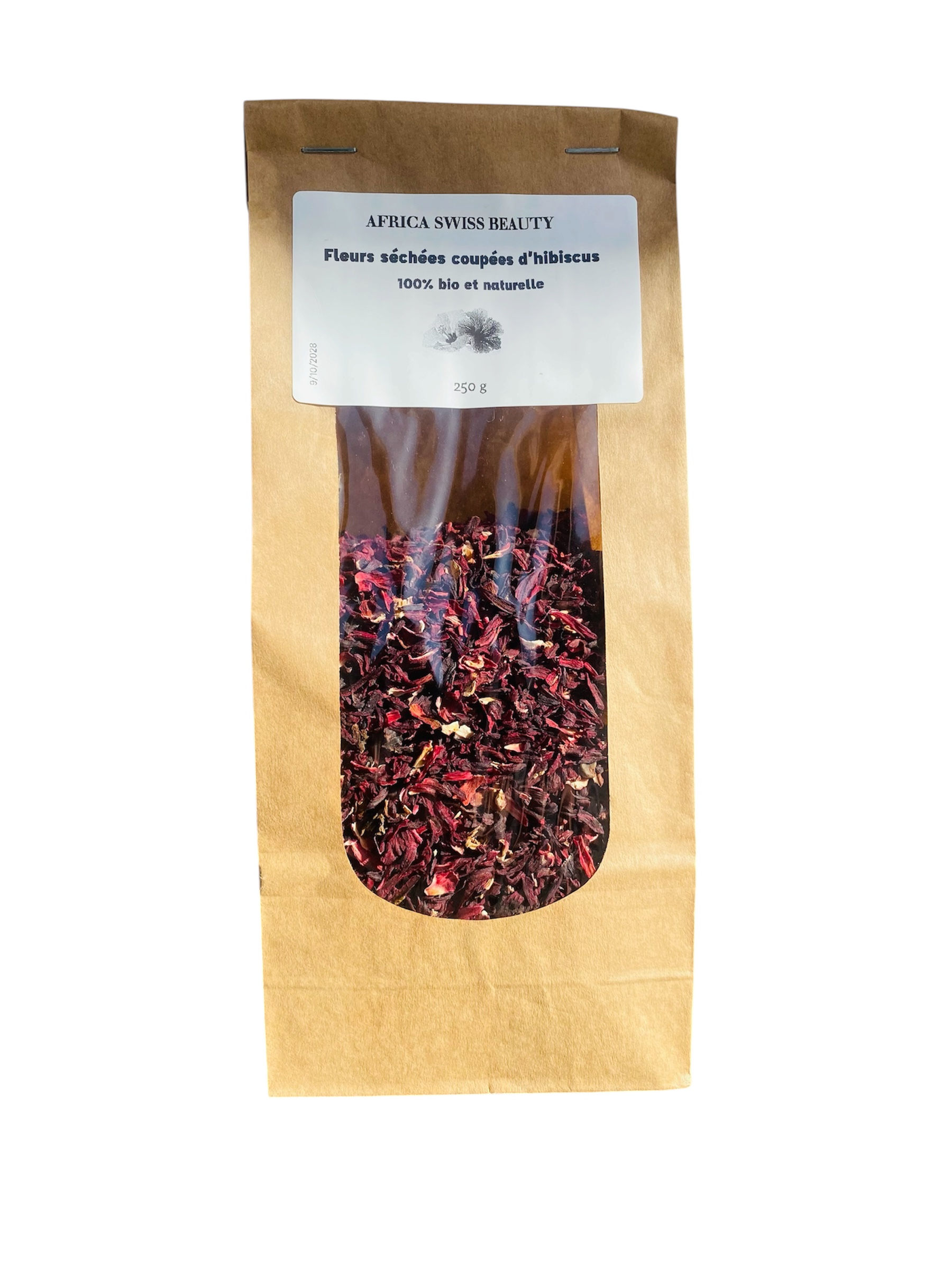 Fleurs séchées coupées d'hibiscus bio - 100% pure et naturelle - 250 g