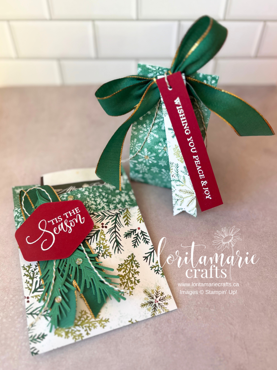 2 Christmas Treat Holders with Stampin’ Up!’s Elegant Pines DSP: Weekly Class To Go