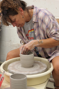 Nathalie Prevost creating pottery