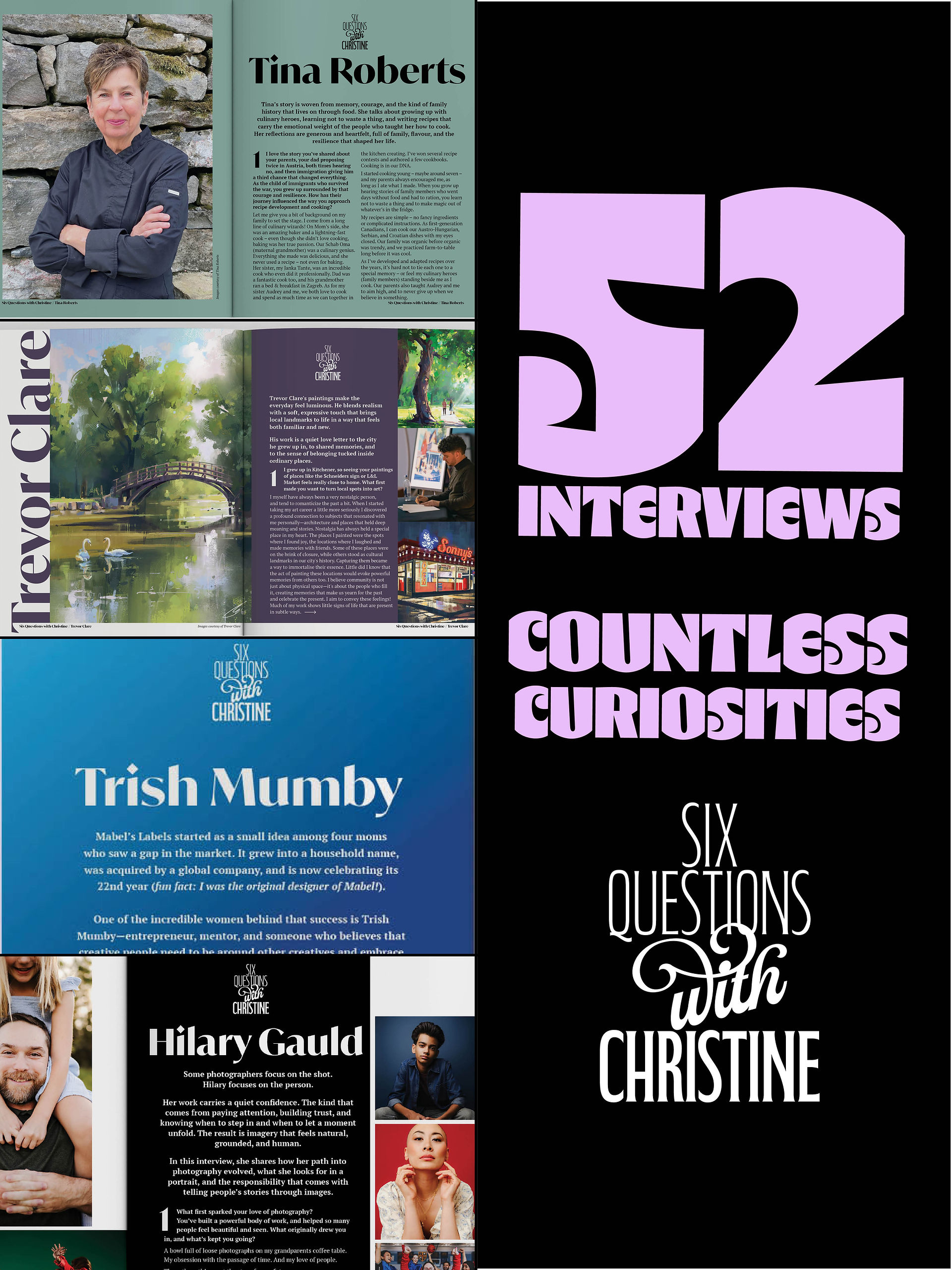 Collage of 6Qs with Christine interviews 