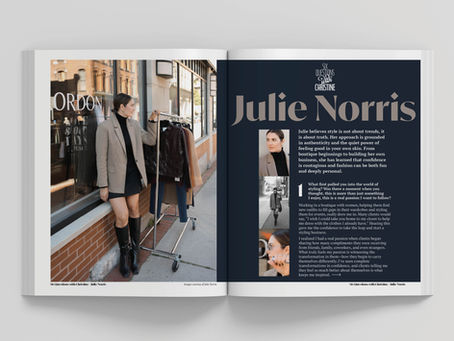 Julie’s approach to personal style is all about authenticity, confidence, and timeless ease. A conversation about fashion as a mirror, not a mask.