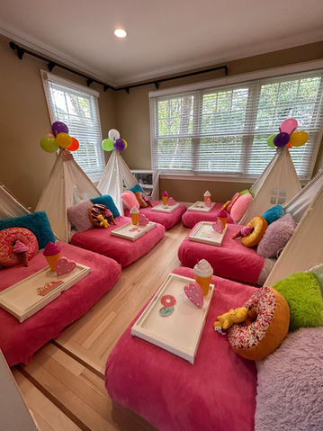 Sleepover tent teepee rentals in CT, kids party idea, slumber parties