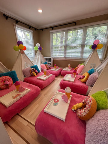 Sleepover tent teepee rentals in CT, kids party idea, slumber parties