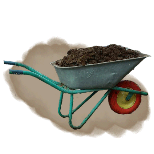 caricatura de carretilla llena de compost