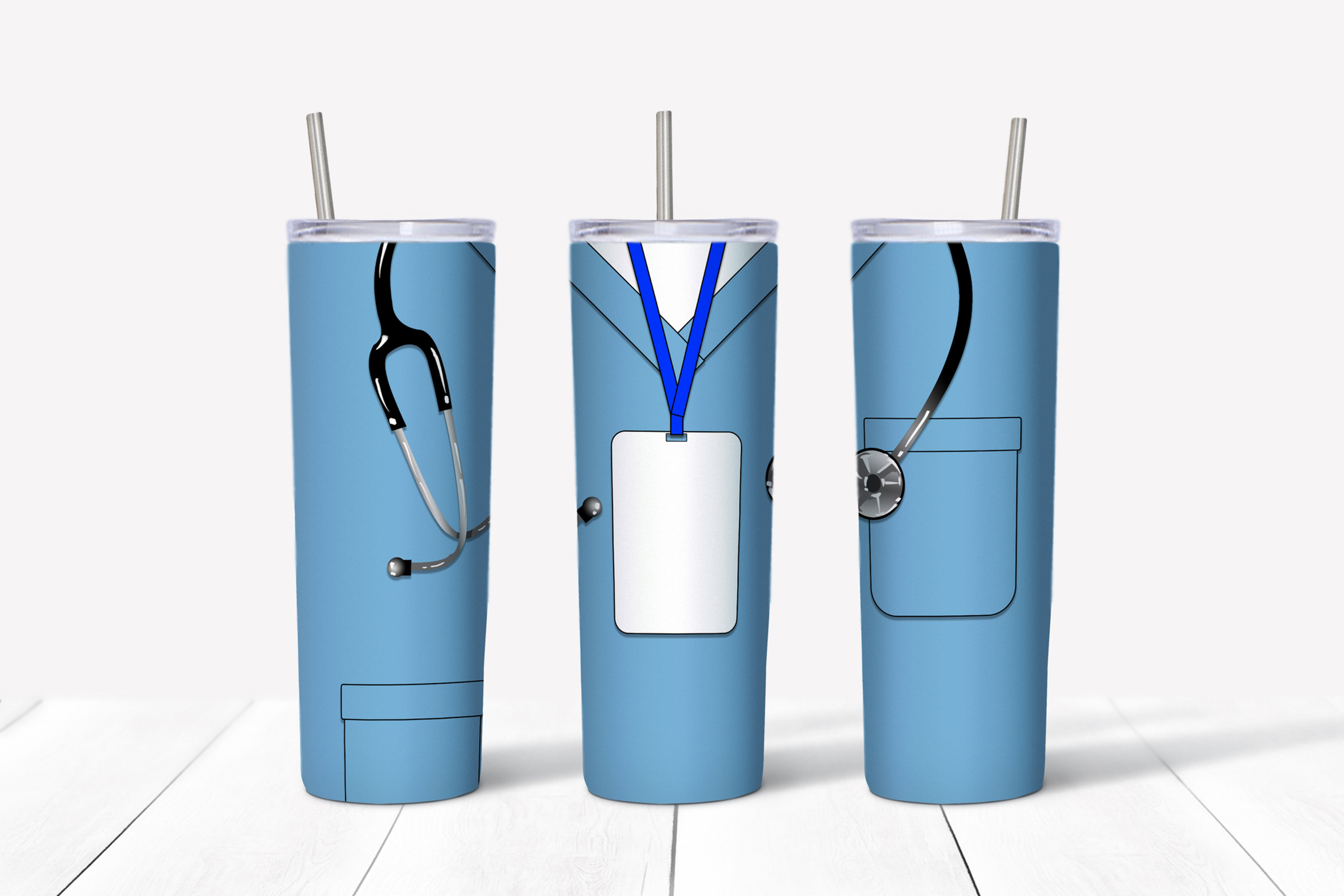 Blue Scrubs Name Badge - Customizable