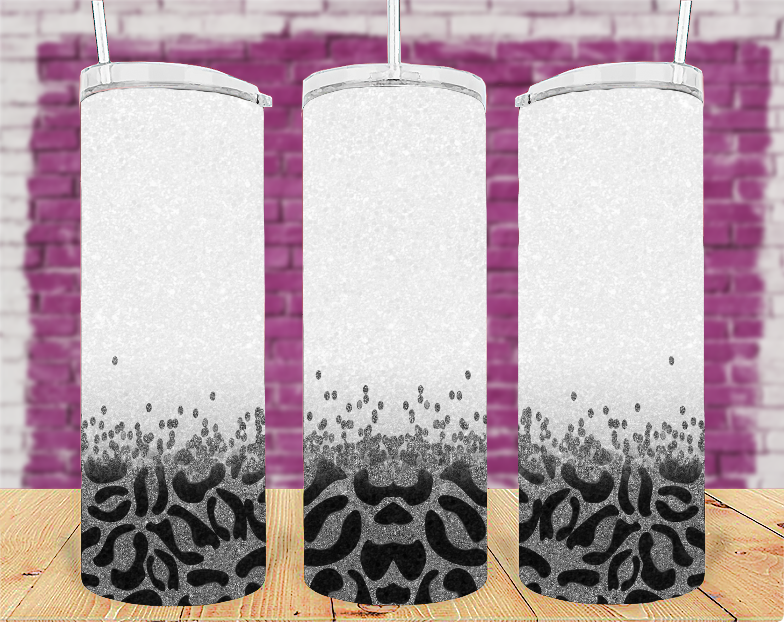 Silver Glitter Leopard Ombre