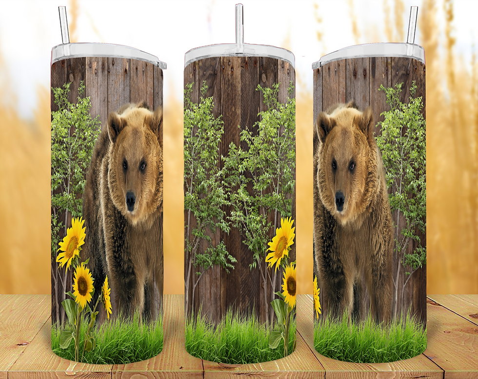 Two Bears With Sunflowers