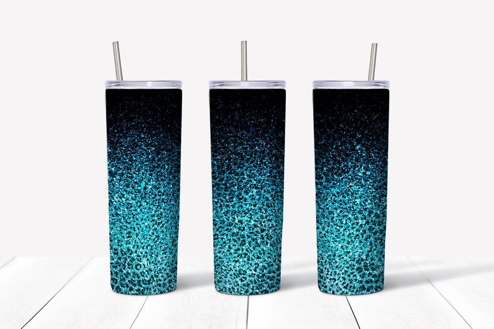 Turquoise Leopard Glitter Ombre