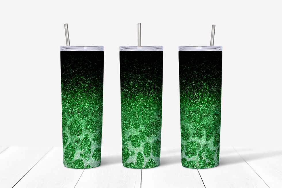 Cheetah Glitter Green Ombre